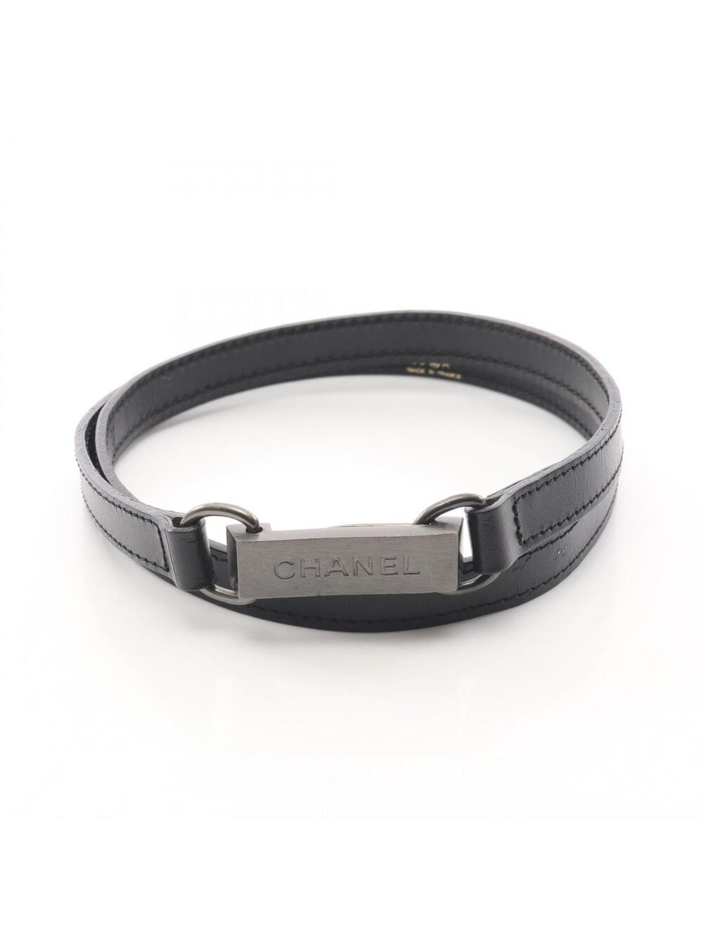 Chanel Logo Plate Belt Leather Metal #272620C43B